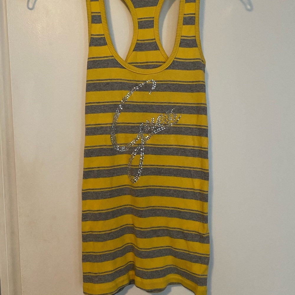 Guess ribbed sleeveless tank top with bling Small